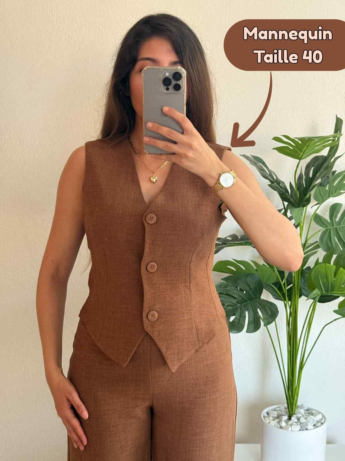 Ensemble Femmes Chic 2 Piéces - Marron