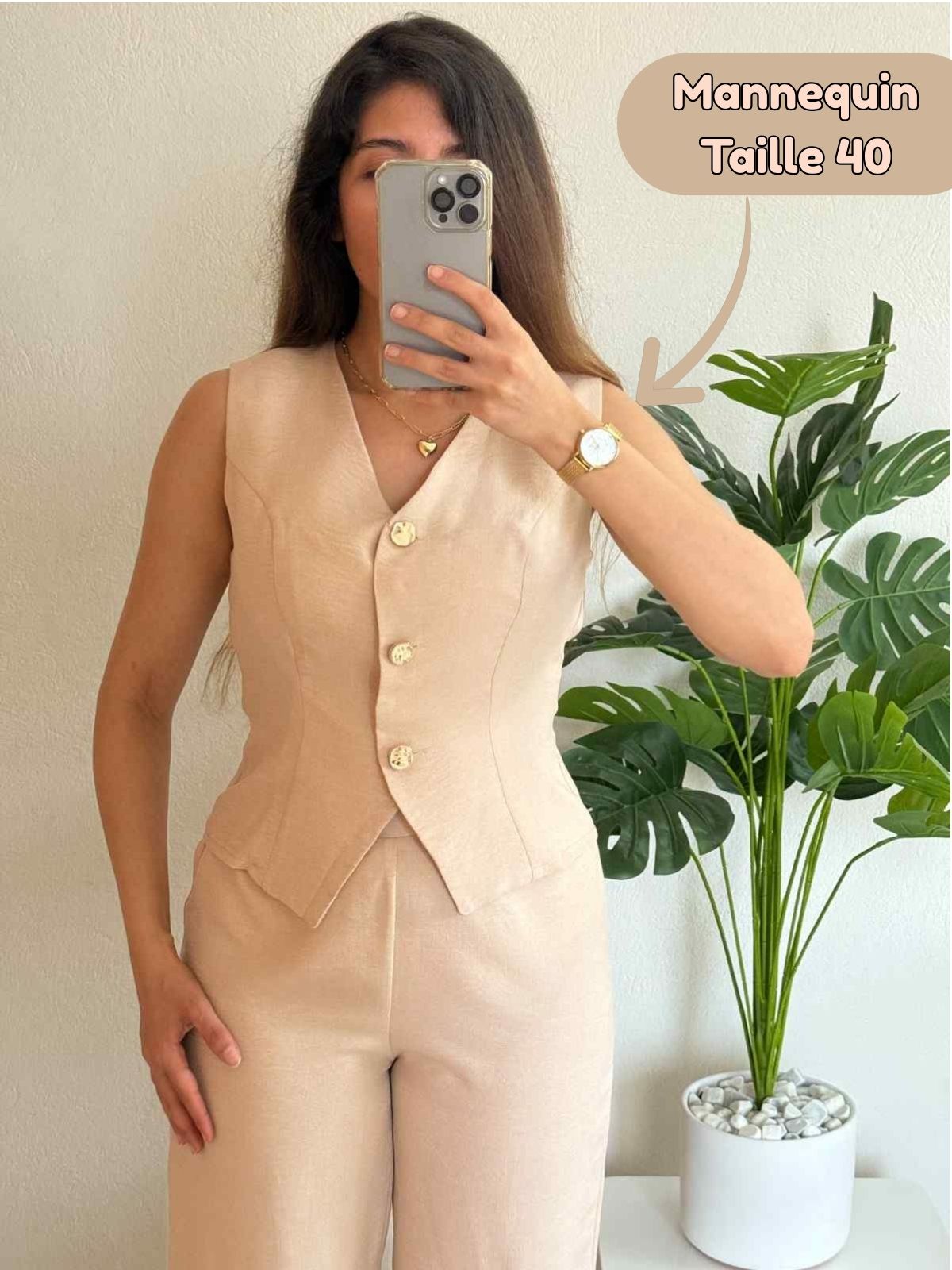 Ensemble Femmes Chic 2 Piéces - Beige