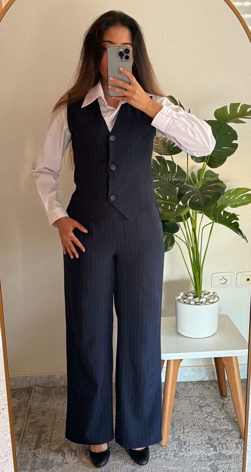 Ensemble Chic 3 Pièces (Tailleur Rayé)