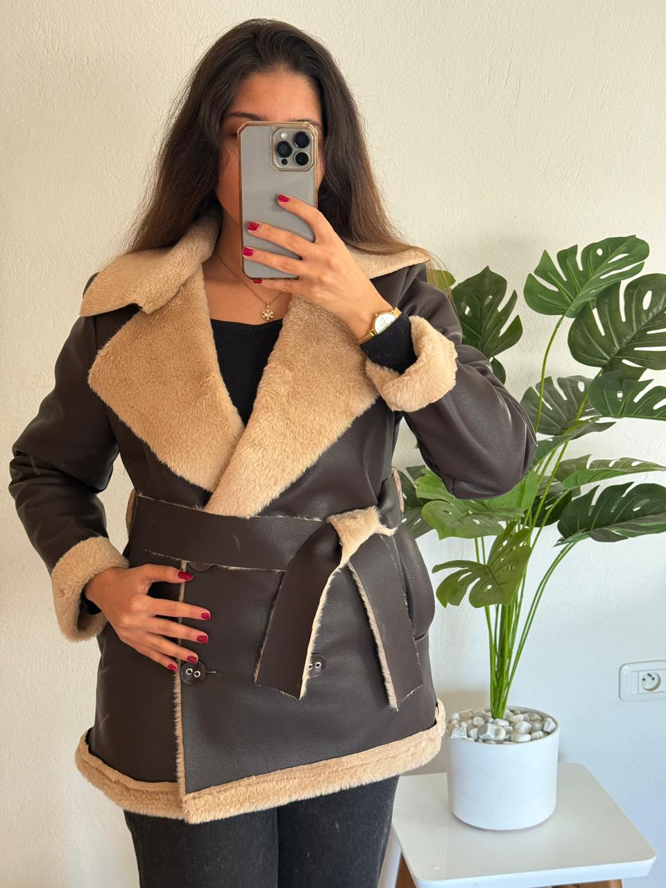 Veste Cuir Doublée En Fourrure