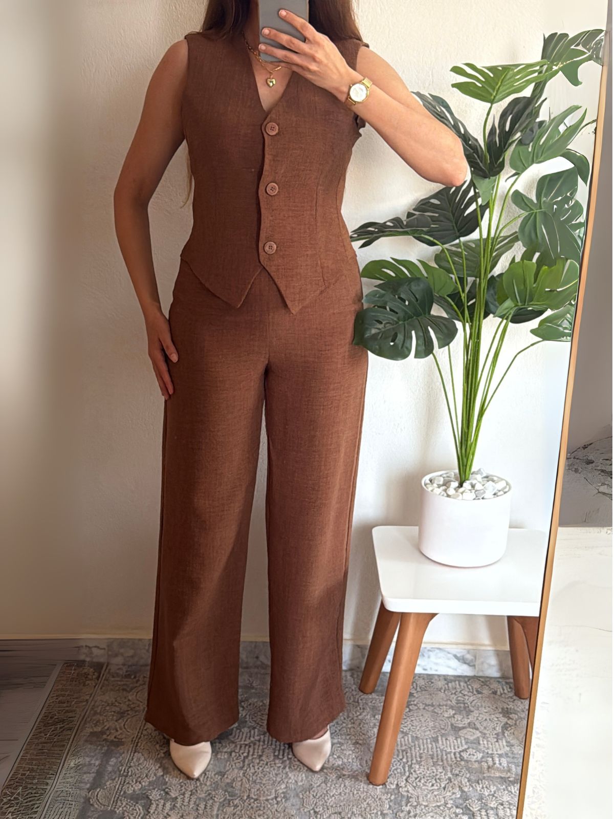 Ensemble Femmes Chic 2 Piéces - Marron
