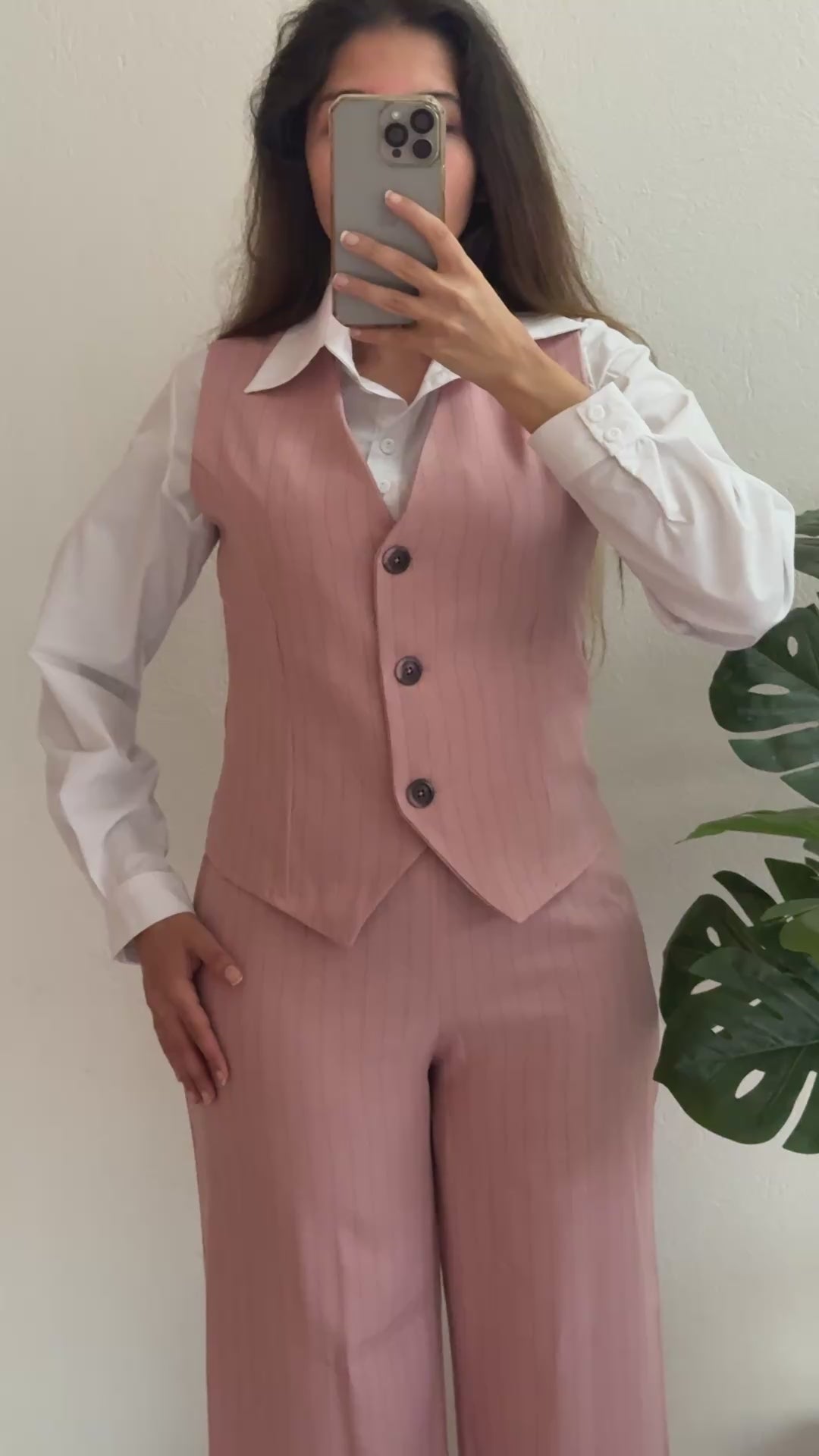 Ensemble Chic 3 Pièces (Tailleur Rayé)